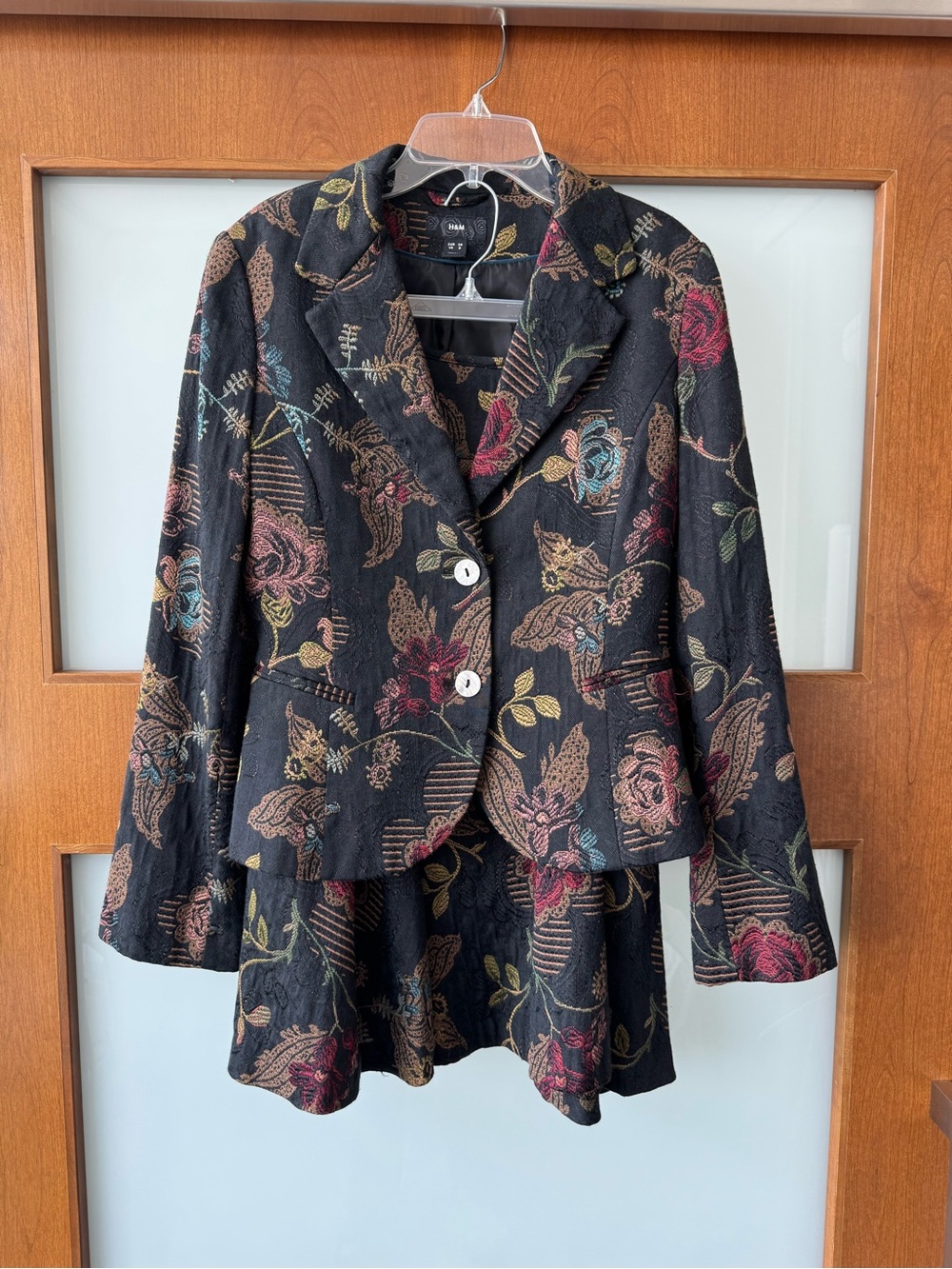 Vintage Y2K H&M 2-pc. Black Fall-Embroidered Blazer, circa 2004
